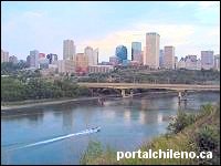 Speedboat on the North Saskatchewan River